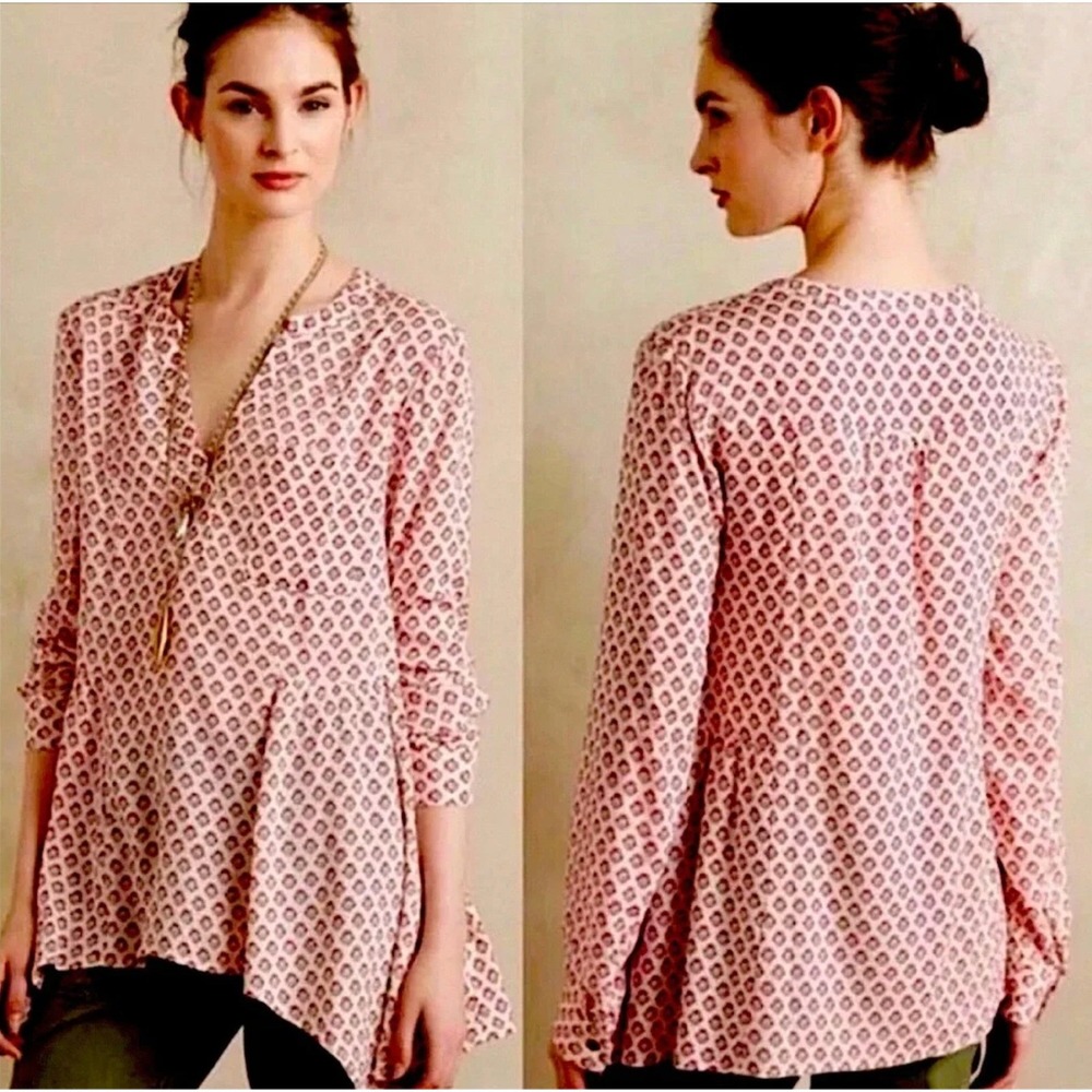 Anthropologie Maeve Laiken Henley Motif Tunic‎ Size Small Rayon